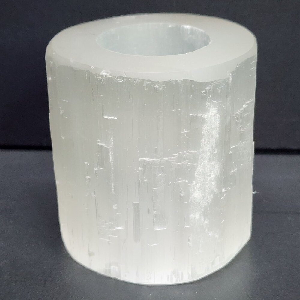 Selenite Tea Light Candle Holder in White